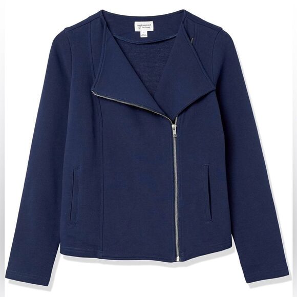 Women’s Long Sleeve Knit Moto Jacket In Navy Size XS - Picture 5 of 5